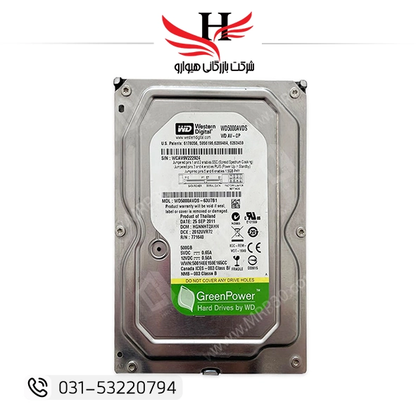 هارد اینترنال استوک وسترن دیجیتال WD Green ظرفیت 500 گیگابایت مناسب کامپیوتر دسکتاپ برای ذخیره‌سازی اطلاعات